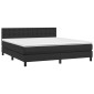 vidaXL Κρεβάτι Boxspring με Στρώμα & LED Μαύρο 160x200 εκ. Συνθ. Δέρμα