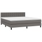 vidaXL Κρεβάτι Boxspring με Στρώμα & LED Γκρι 160x200 εκ. Συνθ. Δέρμα