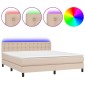 vidaXL Κρεβάτι Boxspring Στρώμα&LED Καπουτσίνο 160x200 εκ. Συνθ. Δέρμα