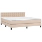 vidaXL Κρεβάτι Boxspring Στρώμα&LED Καπουτσίνο 160x200 εκ. Συνθ. Δέρμα