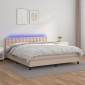 vidaXL Κρεβάτι Boxspring Στρώμα&LED Καπουτσίνο 160x200 εκ. Συνθ. Δέρμα