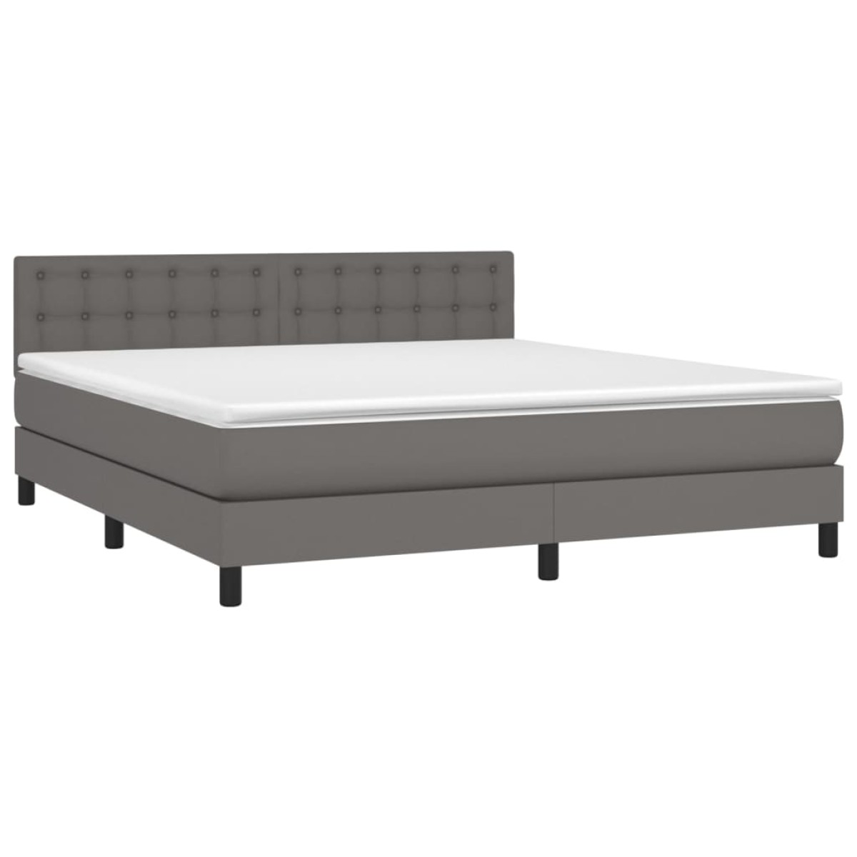 vidaXL Κρεβάτι Boxspring με Στρώμα & LED Γκρι 180x200 εκ. Συνθ. Δέρμα