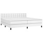 vidaXL Κρεβάτι Boxspring με Στρώμα & LED Λευκό 200x200 εκ. Συνθ. Δέρμα