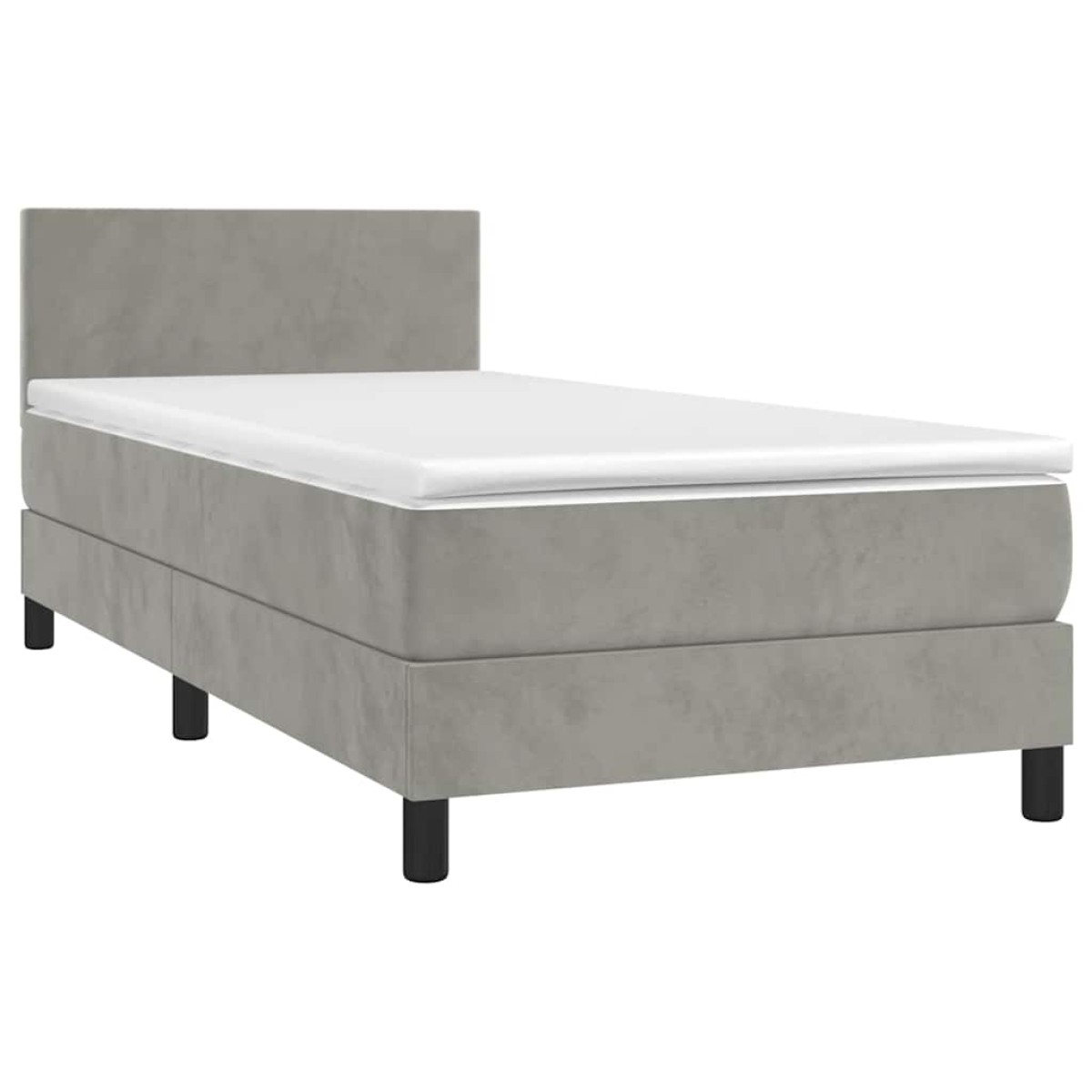 vidaXL Κρεβάτι Boxspring με Στρώμα & LED Αν.Γκρι 80x200 εκ. Βελούδινο