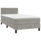 vidaXL Κρεβάτι Boxspring με Στρώμα & LED Αν.Γκρι 80x200 εκ. Βελούδινο