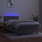 vidaXL Κρεβάτι Boxspring με Στρώμα & LED Αν.Γκρι 80x200 εκ. Βελούδινο