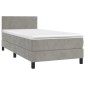 vidaXL Κρεβάτι Boxspring με Στρώμα & LED Αν.Γκρι 90x190 εκ. Βελούδινο