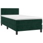 vidaXL Κρεβάτι Boxspring με Στρώμα & LED Σκ. Πράσινο 100x200εκ Βελούδο