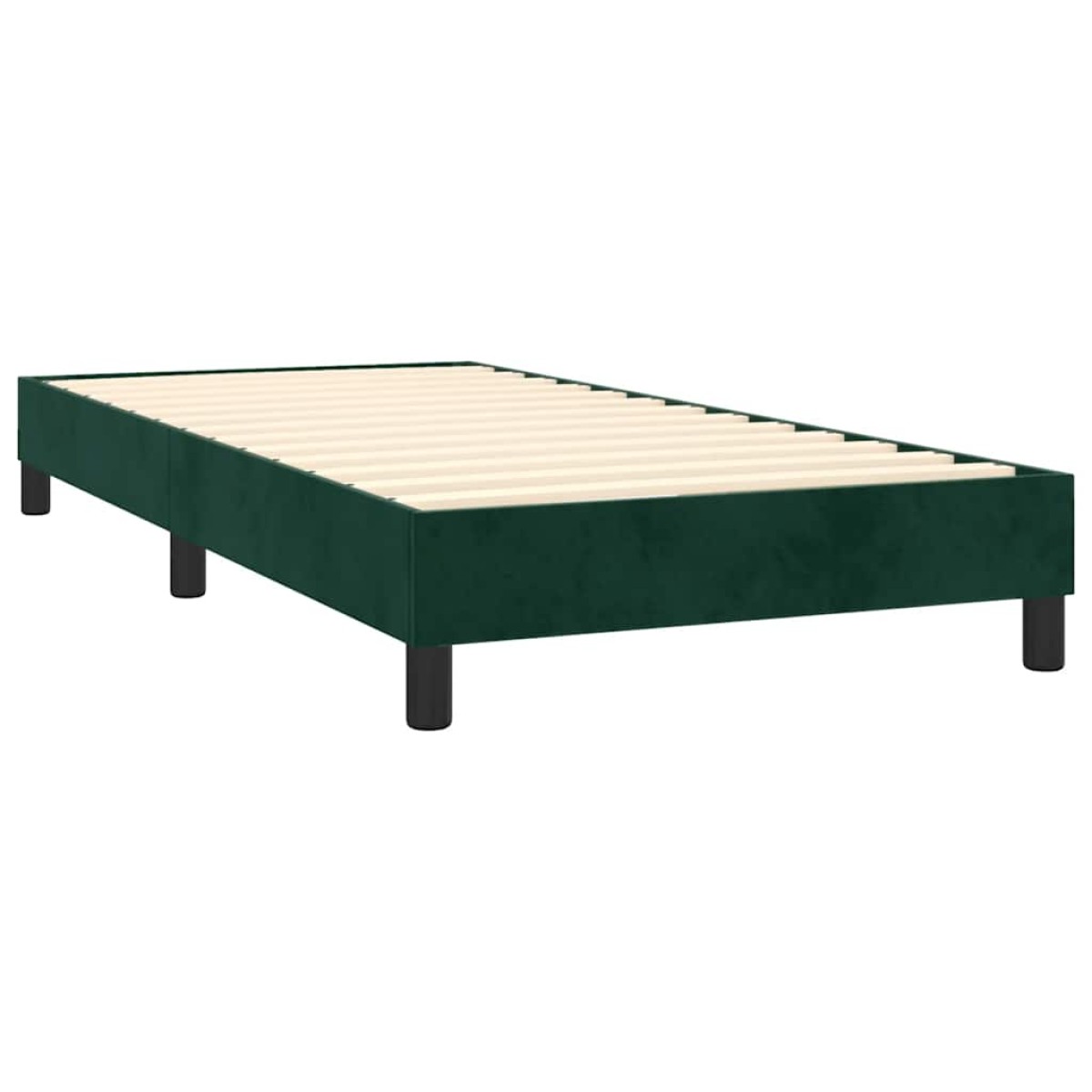 vidaXL Κρεβάτι Boxspring με Στρώμα & LED Σκ. Πράσινο 100x200εκ Βελούδο