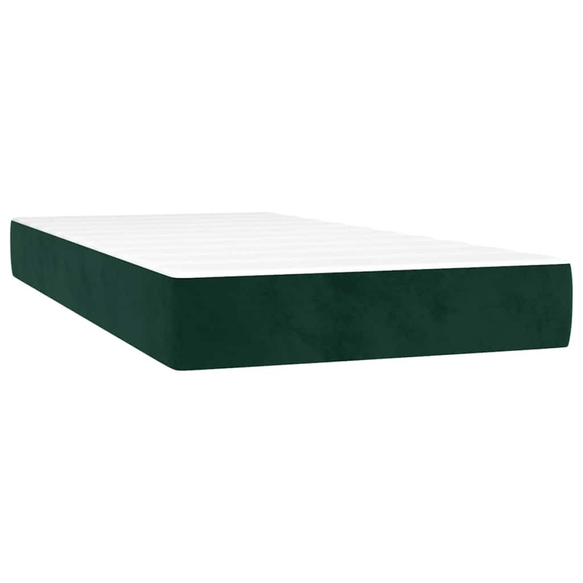 vidaXL Κρεβάτι Boxspring με Στρώμα & LED Σκ. Πράσινο 100x200εκ Βελούδο