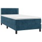 vidaXL Κρεβάτι Boxspring με Στρώμα & LED Σκ. Μπλε 100x200εκ. Βελούδινο
