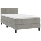 vidaXL Κρεβάτι Boxspring με Στρώμα & LED Αν.Γκρι 100x200 εκ. Βελούδινο