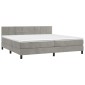 vidaXL Κρεβάτι Boxspring με Στρώμα & LED Αν.Γκρι 200x200 εκ. Βελούδινο