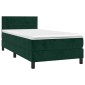 vidaXL Κρεβάτι Boxspring με Στρώμα & LED Σκ. Πράσινο 80x200 εκ Βελούδο