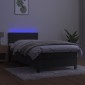 vidaXL Κρεβάτι Boxspring με Στρώμα & LED Σκ. Γκρι 80x200 εκ. Βελούδινο