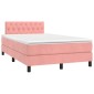 vidaXL Κρεβάτι Boxspring με Στρώμα & LED Ροζ 120x200 εκ. Βελούδινο
