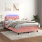 vidaXL Κρεβάτι Boxspring με Στρώμα & LED Ροζ 120x200 εκ. Βελούδινο