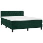 vidaXL Κρεβάτι Boxspring με Στρώμα & LED Σκ. Πράσινο 140x200εκ Βελούδο