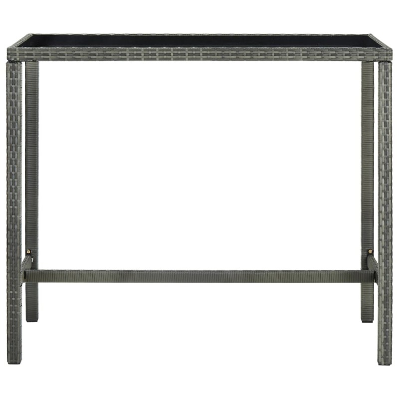 vidaXL Τραπέζι Μπαρ Κήπου Γκρι 130x60x110 εκ. Συνθετικό Ρατάν/Γυαλί