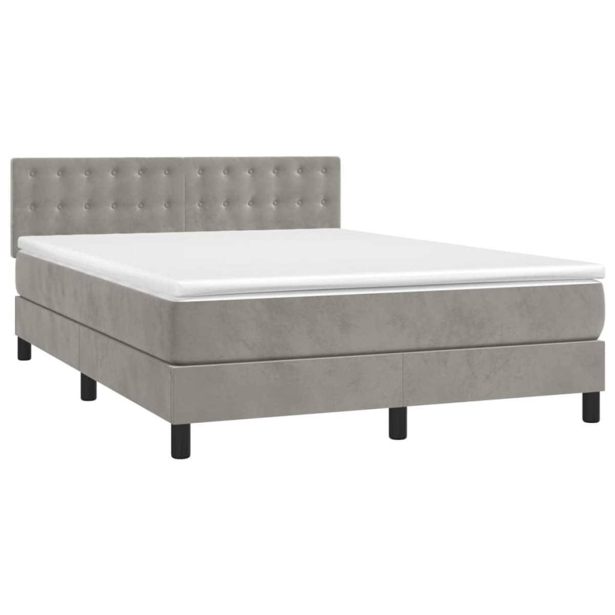 vidaXL Κρεβάτι Boxspring με Στρώμα&LED Αν. Γκρι 140x190 εκ. Βελούδινο