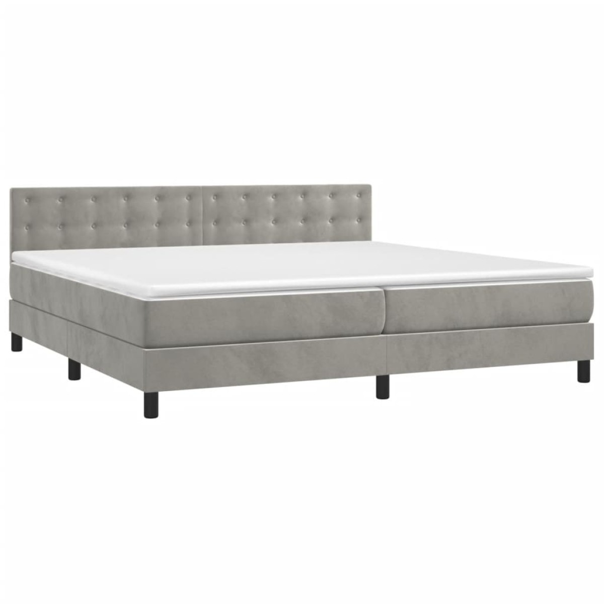 vidaXL Κρεβάτι Boxspring με Στρώμα & LED Αν.Γκρι 200x200 εκ. Βελούδινο