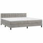 vidaXL Κρεβάτι Boxspring με Στρώμα & LED Αν.Γκρι 200x200 εκ. Βελούδινο