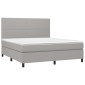 vidaXL Κρεβάτι Boxspring με Στρώμα & LED Αν.Γκρι 160x200εκ. Υφασμάτινο