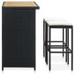 vidaXL Σετ Επίπλων Μπαρ 3 Τεμαχίων Μαύρο από Συνθετικό Ρατάν