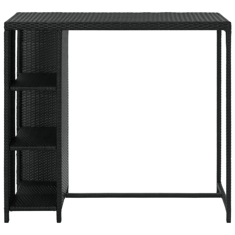 vidaXL Τραπέζι Μπαρ με Ράφια Μαύρο 120x60x110 εκ. από Συνθετικό Ρατάν