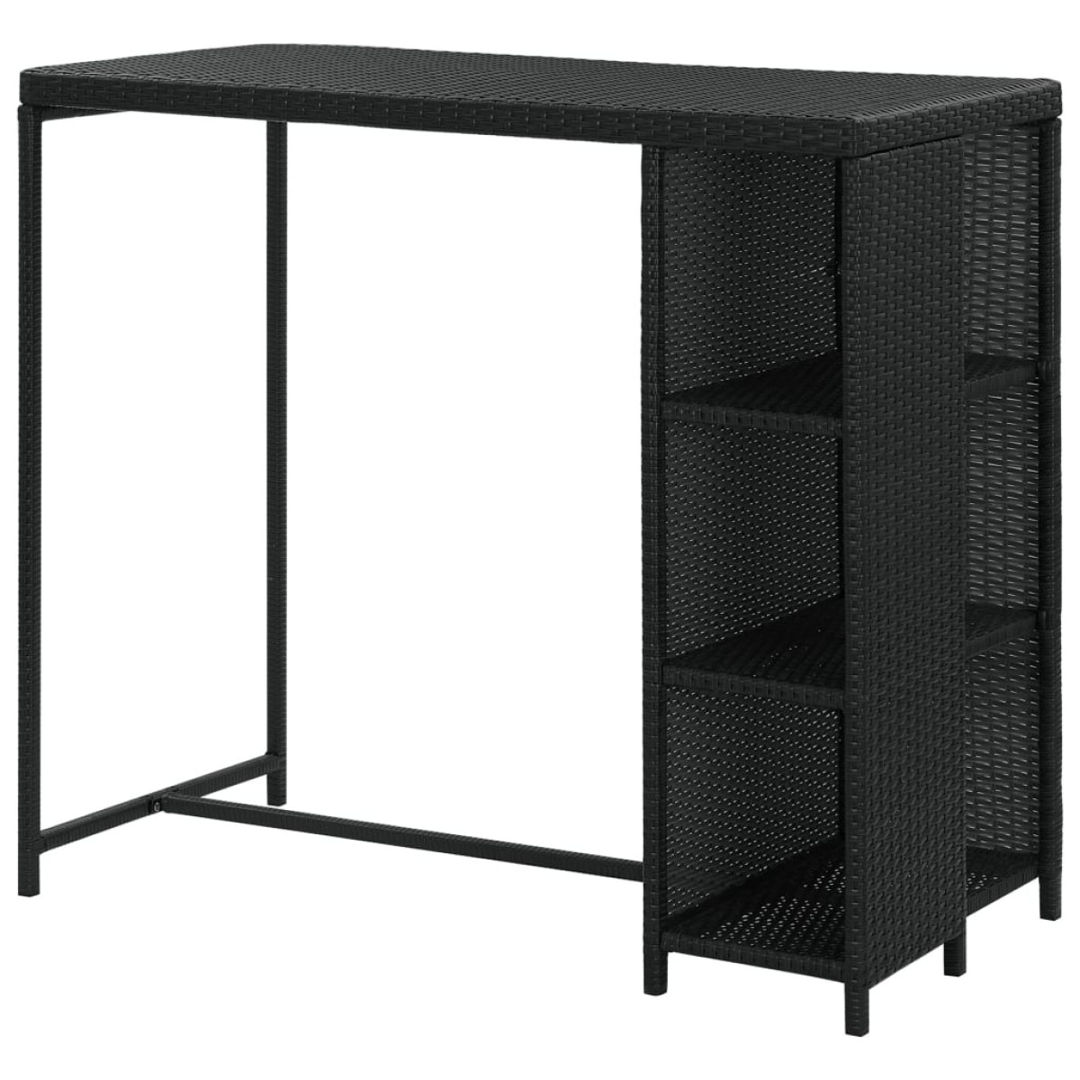 vidaXL Τραπέζι Μπαρ με Ράφια Μαύρο 120x60x110 εκ. από Συνθετικό Ρατάν