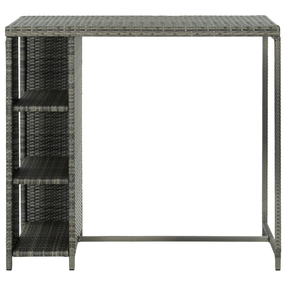 vidaXL Τραπέζι Μπαρ με Ράφια Γκρι 120x60x110 εκ. από Συνθετικό Ρατάν