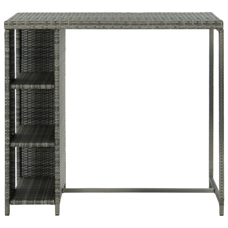 vidaXL Τραπέζι Μπαρ με Ράφια Γκρι 120x60x110 εκ. από Συνθετικό Ρατάν