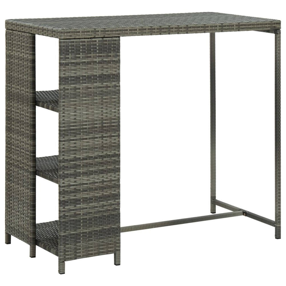 vidaXL Τραπέζι Μπαρ με Ράφια Γκρι 120x60x110 εκ. από Συνθετικό Ρατάν