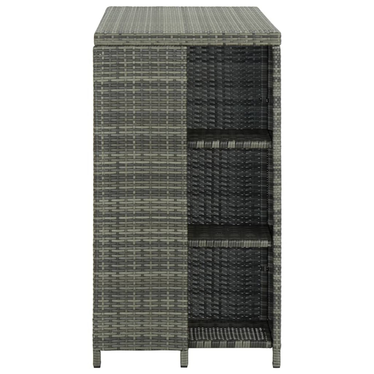 vidaXL Τραπέζι Μπαρ με Ράφια Γκρι 120x60x110 εκ. από Συνθετικό Ρατάν