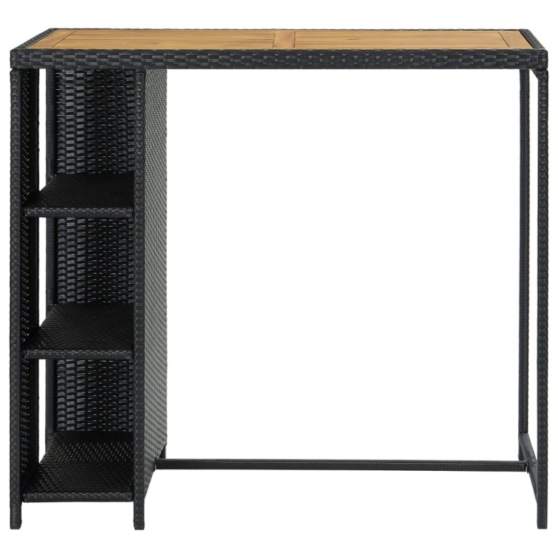 vidaXL Τραπέζι Μπαρ με Ράφια Μαύρο 120x60x110 εκ. από Συνθετικό Ρατάν