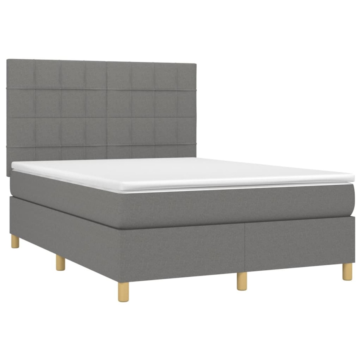vidaXL Κρεβάτι Boxspring με Στρώμα & LED Σκ.Γκρι 140x190εκ. Υφασμάτινο