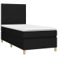 vidaXL Κρεβάτι Boxspring με Στρώμα & LED Μαύρο 90x190 εκ. Υφασμάτινο