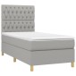 vidaXL Κρεβάτι Boxspring με Στρώμα & LED Αν.Γκρι 90x190 εκ. Υφασμάτινο