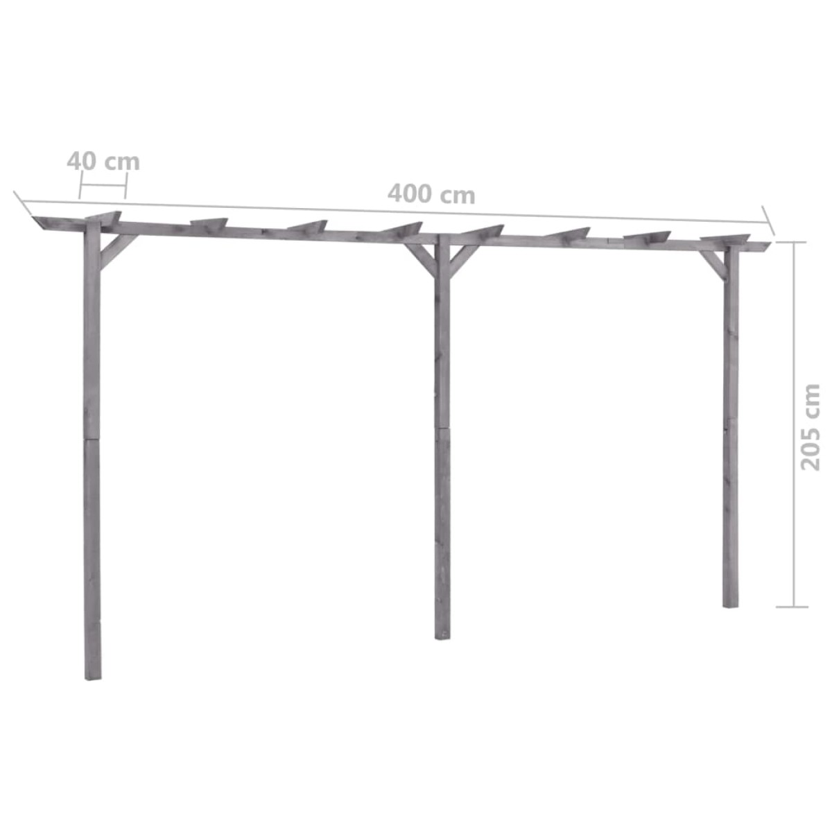 vidaXL Πέργκολα Κήπου Γκρι 400 x 40 x 205 εκ. Εμποτισμένο Ξύλο Πεύκου
