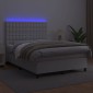 vidaXL Κρεβάτι Boxspring με Στρώμα & LED Λευκό 140x200 εκ. Συνθ. Δέρμα