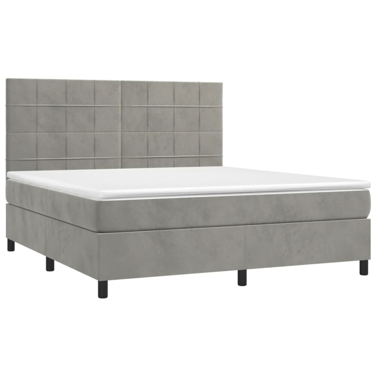 vidaXL Κρεβάτι Boxspring με Στρώμα & LED Αν.Γκρι 180x200 εκ. Βελούδινο