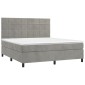 vidaXL Κρεβάτι Boxspring με Στρώμα & LED Αν.Γκρι 180x200 εκ. Βελούδινο