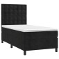 vidaXL Κρεβάτι Boxspring με Στρώμα & LED Μαύρο 90x200 εκ. Βελούδινο
