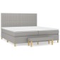vidaXL Κρεβάτι Boxspring με Στρώμα Ανοιχτό Γκρι 200x200 εκ. Υφασμάτινο