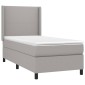vidaXL Κρεβάτι Boxspring με Στρώμα & LED Αν.Γκρι 80x200 εκ. Υφασμάτινο