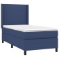 vidaXL Κρεβάτι Boxspring με Στρώμα & LED Μπλε 90x200 εκ. Υφασμάτινο