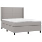 vidaXL Κρεβάτι Boxspring με Στρώμα & LED Αν.Γκρι 140x200εκ. Υφασμάτινο