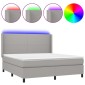 vidaXL Κρεβάτι Boxspring με Στρώμα & LED Αν.Γκρι 180x200εκ. Υφασμάτινο