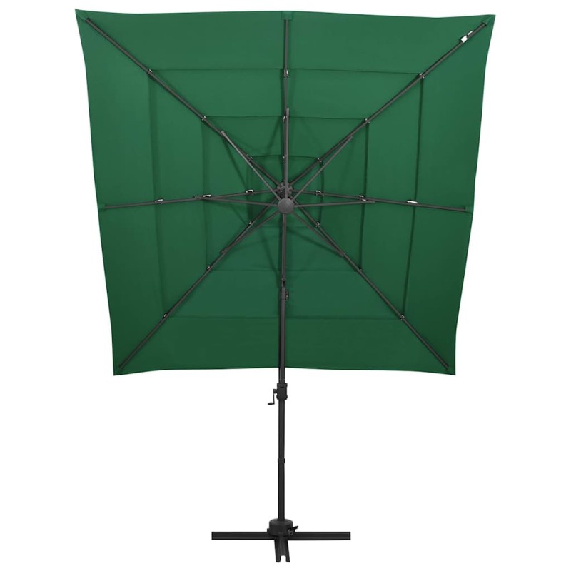 vidaXL Ομπρέλα Κήπου 4 Επιπέδων Πράσινη 250x250εκ με Ιστό Αλουμινίου