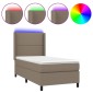 vidaXL Κρεβάτι Boxspring με Στρώμα & LED Taupe 100x200 εκ. Υφασμάτινο
